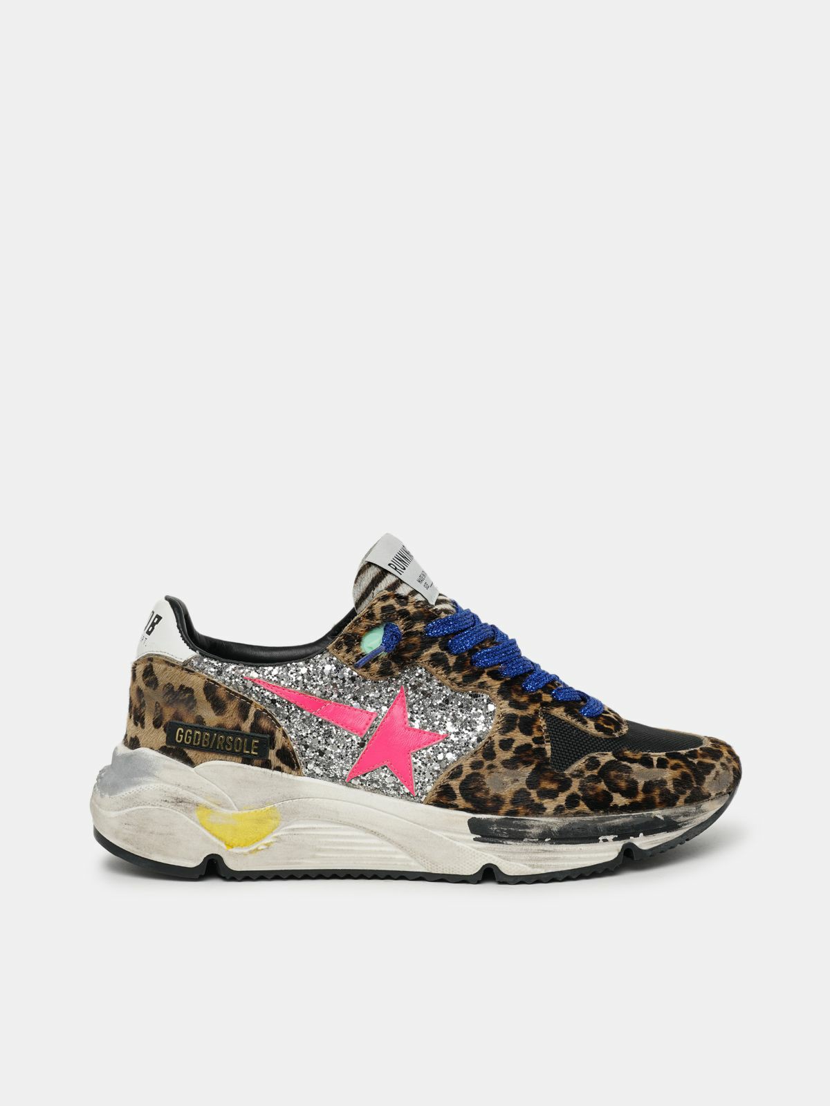 Running Sole | Running Sole sneakers in leopard-print pony skin with silver  glitter inserts. - GOLDEN GOOSE Womans » Pioneeropticaldisc